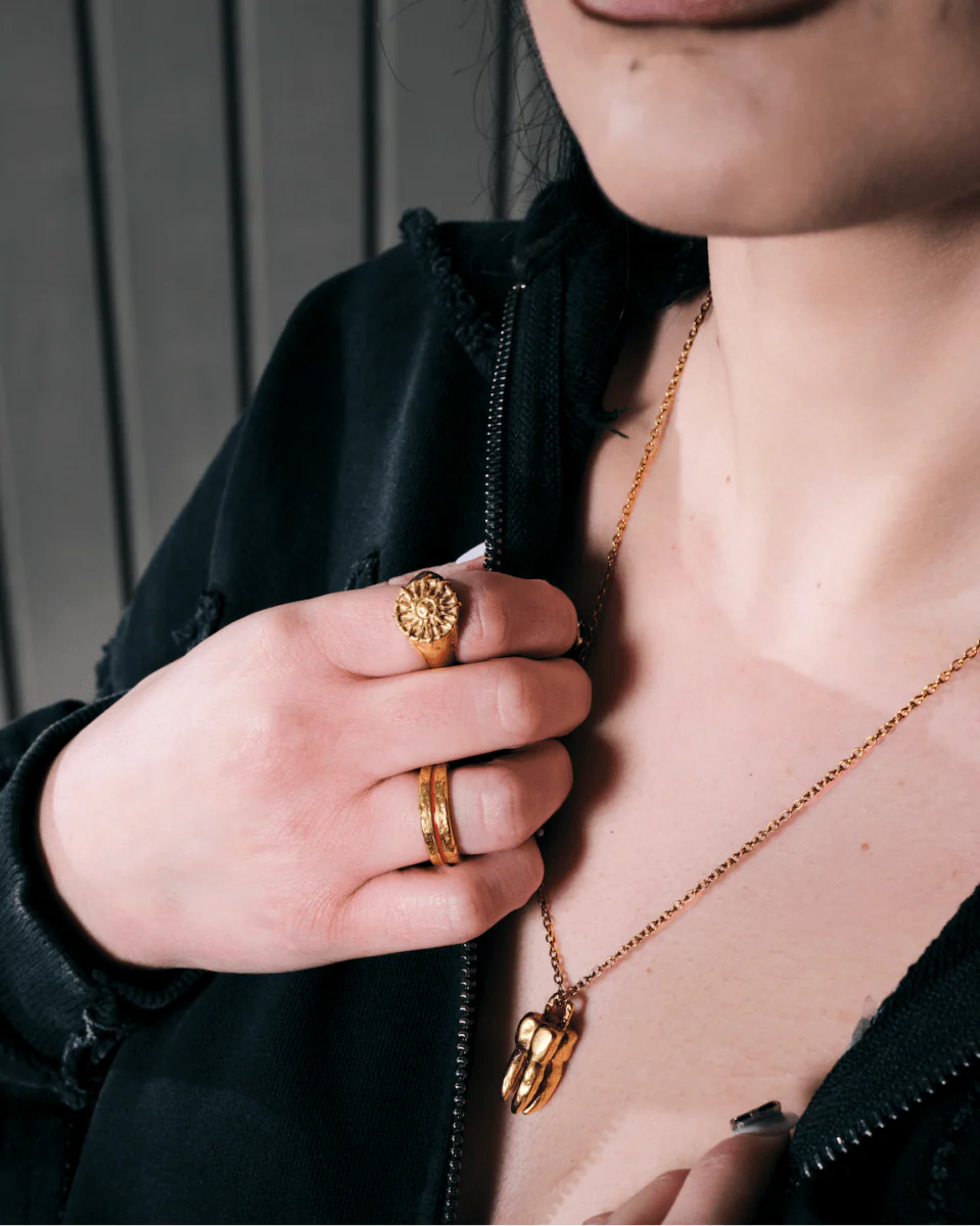 LINE RING [GOLD] - RED - Image 4